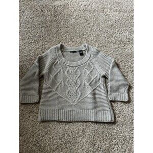 Moda International Womens Gray Knit Pull Over Quarter Sleeve Sweater Size Medium
